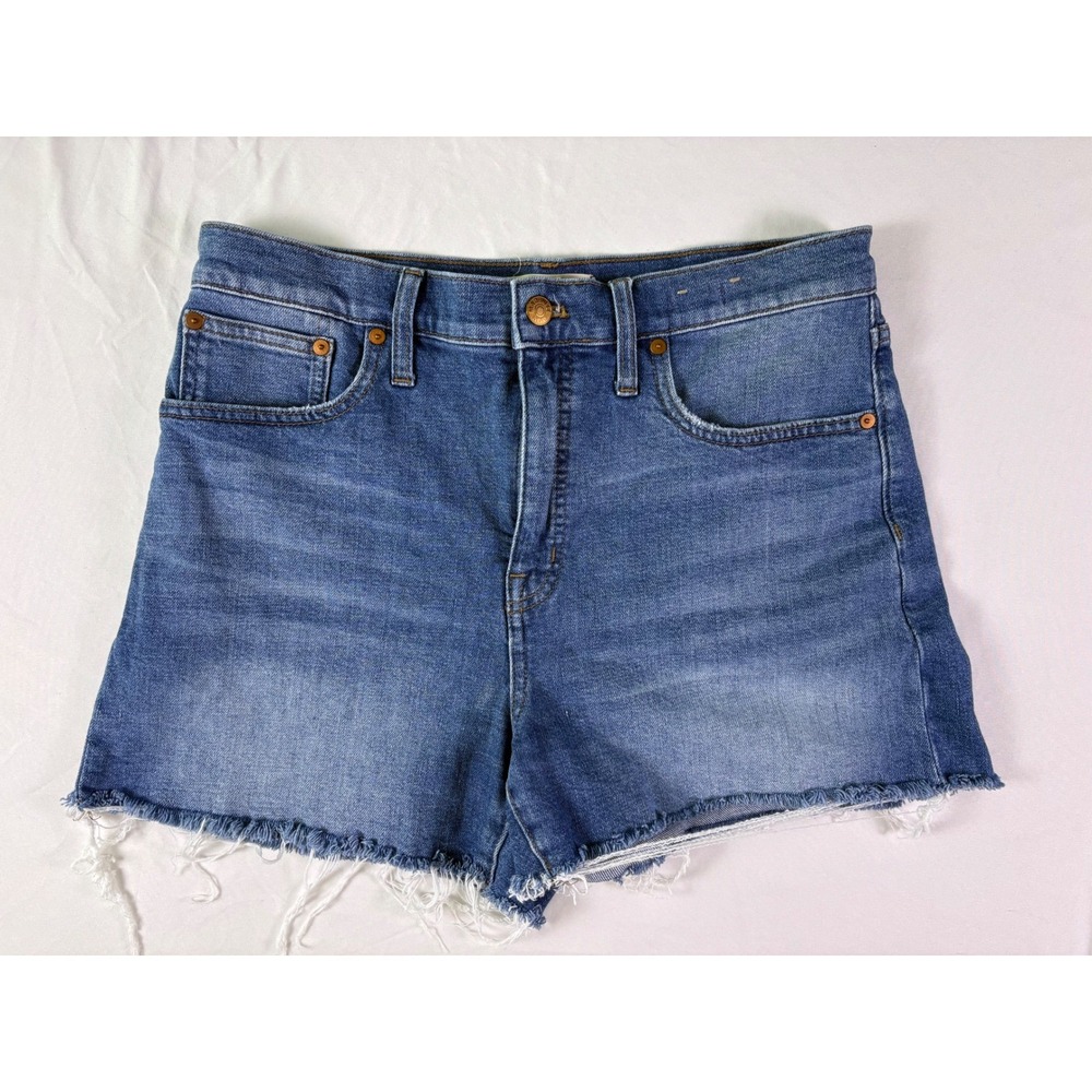 Madewell High Rise Denim Shorts Womens 29 Hemp Raw Hem Classic Coastal Everyday - Picture 2 of 9